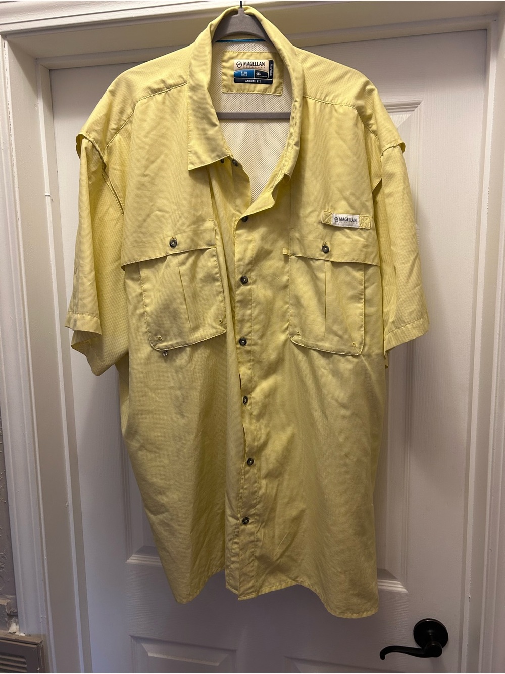 Magellan Outdoors Men's Short-Sleeve Fishing Shirt in Pale Yellow